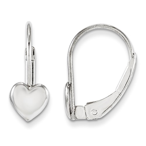 14kt White Gold Madi K Kid's Leverback Heart Earrings