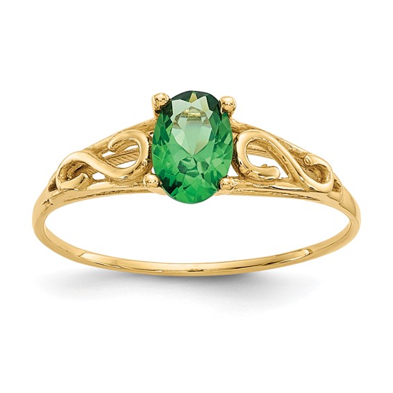 14kt Yellow Gold Madi K Synthetic Emerald Ring