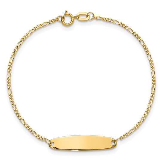 14kt Yellow Gold 6in Madi K Figaro Baby Oval ID Bracelet