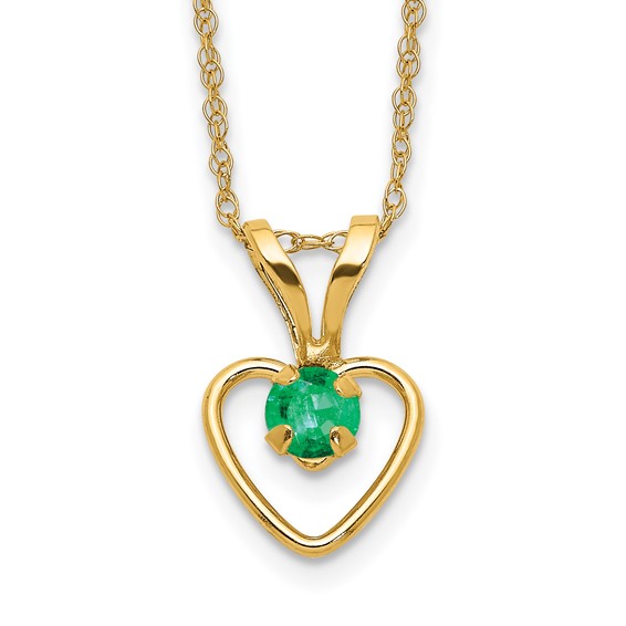 14kt Yellow Gold Madi K 3mm Emerald Heart Necklace
