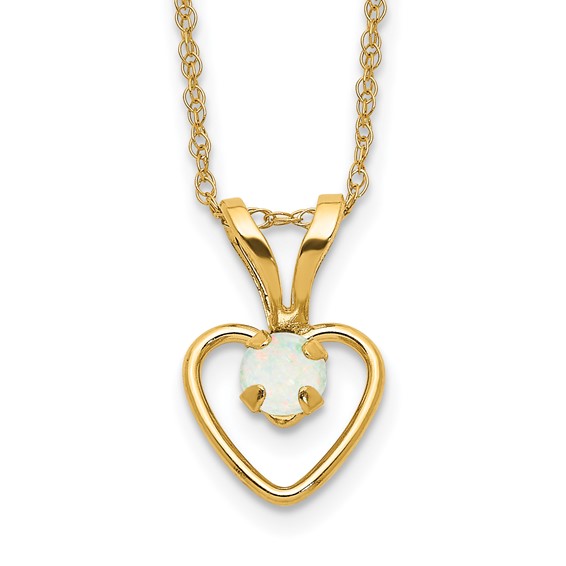 14kt Yellow Gold Madi K 3mm Opal Heart Necklace