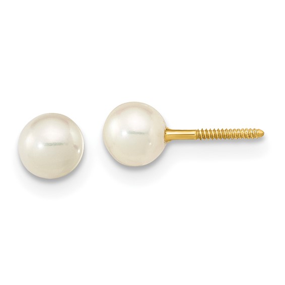 14kt Yellow Gold Madi K 4.5mm Button Cultured Pearl Earrings
