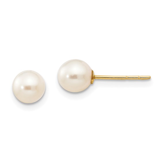 14kt Yellow Gold Madi K 5mm Button Cultured Pearl Earrings