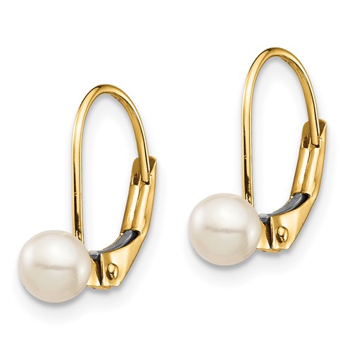 14kt Yellow Gold Madi K 4.5mm Cultured Pearl Leverback Earrings