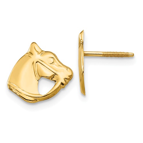 Kid's 14kt Yellow Gold Madi K Horse Head Earrings