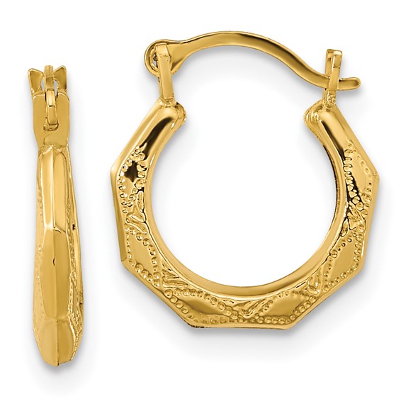 14kt Yellow Gold Madi K Hinged Octagonal Earrings