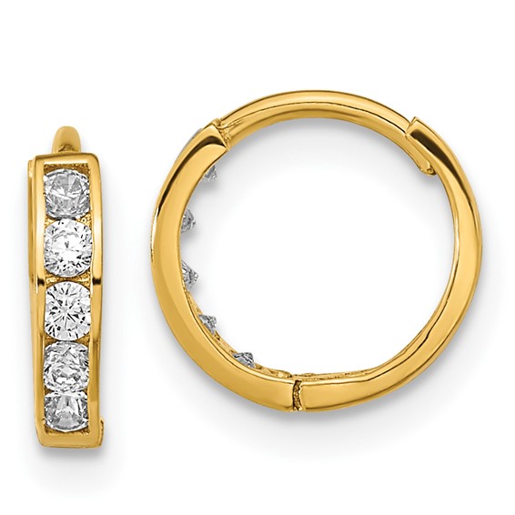 14k Yellow Gold 1/2in Madi K Hinged CZ Hoop Earrings