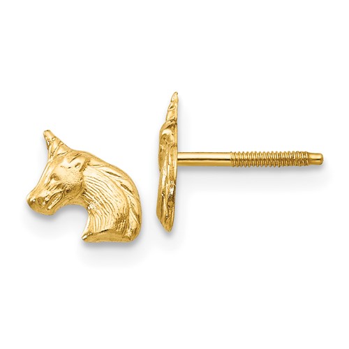 14kt Yellow Gold Madi K Unicorn Post Kid's Earrings