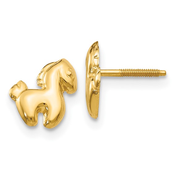 14kt Yellow Gold Madi K Pony Screwback Earrings