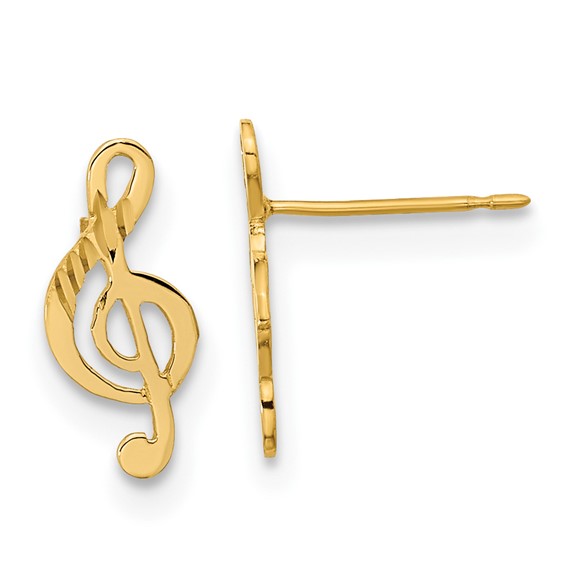 14kt Yellow Gold Madi K Polished Musical Note Post Earrings