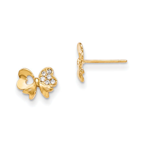 14kt Yellow Gold Madi K CZ Bow Post Earrings