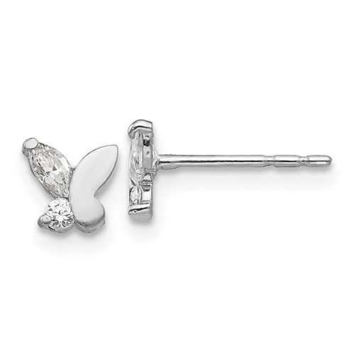 14kt White Gold Madi K CZ Butterfly Post Earrings