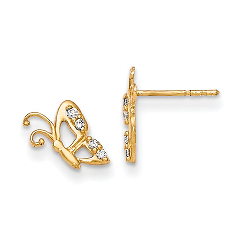 14kt Yellow Gold Madi K CZ Butterfly Baby Post Earrings