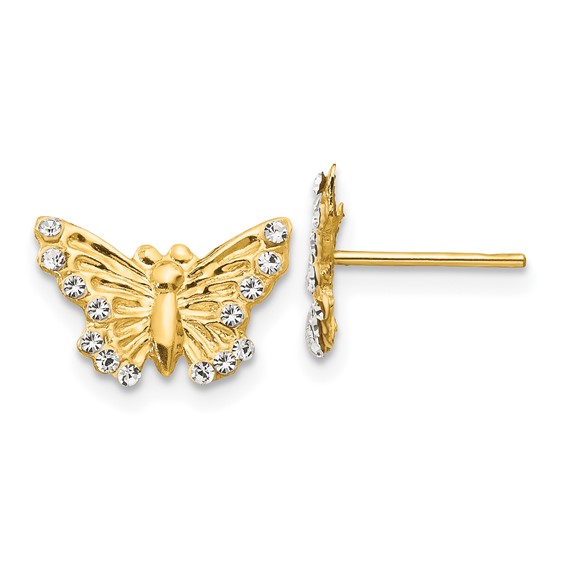 14kt Yellow Gold Madi K CZ Butterfly Post Earrings