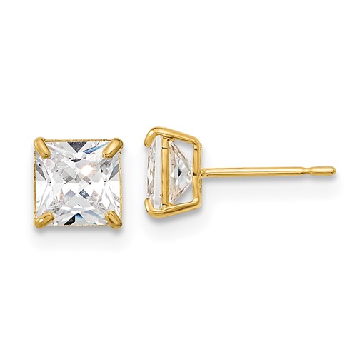 14kt Yellow Gold Kid's Madi K 5mm Square CZ Stud Earrings