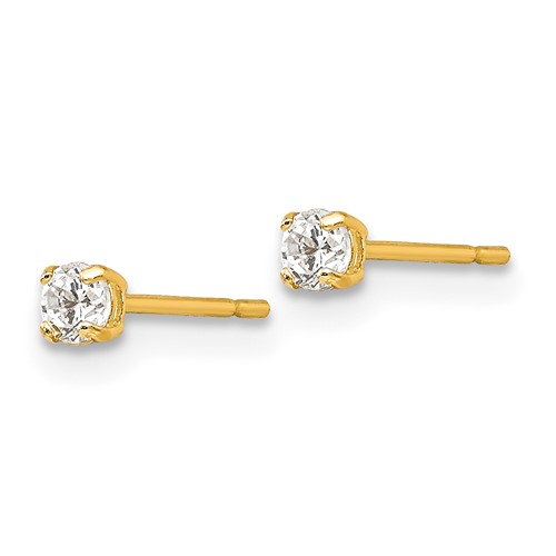 14kt Yellow Gold Kid's Madi K 2.5mm Round CZ Stud Earrings