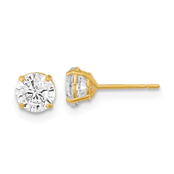 14kt Yellow Gold Madi K 5mm Round CZ Kid's Stud Earrings