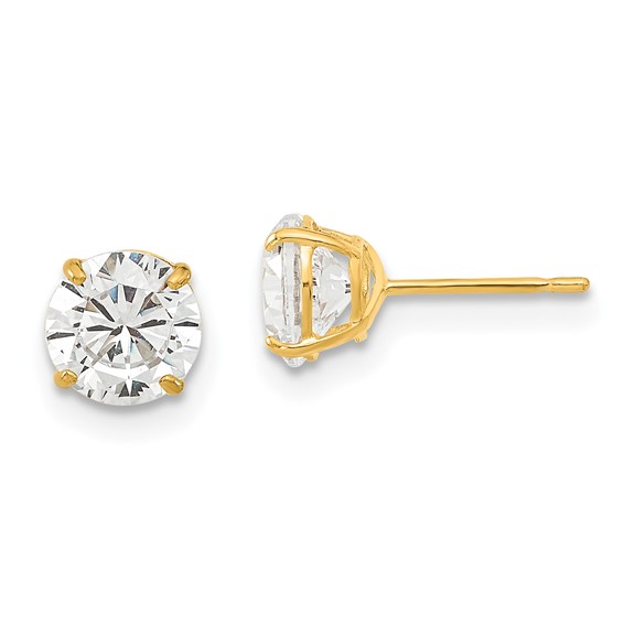 14kt Yellow Gold Madi K 6mm Round CZ Stud Earrings