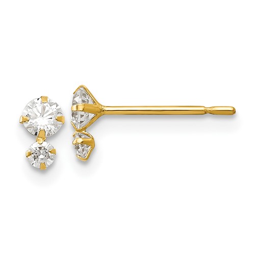 14kt Yellow Gold Madi K Children's Post Earrings with Two Round CZs