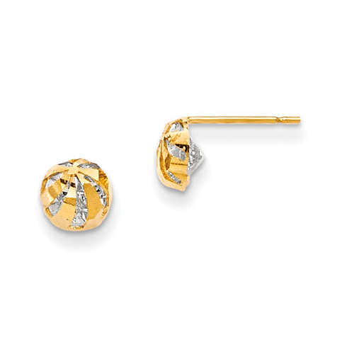 14kt Yellow Gold Madi K 6mm CZ Children's Pierced Ball Earrings
