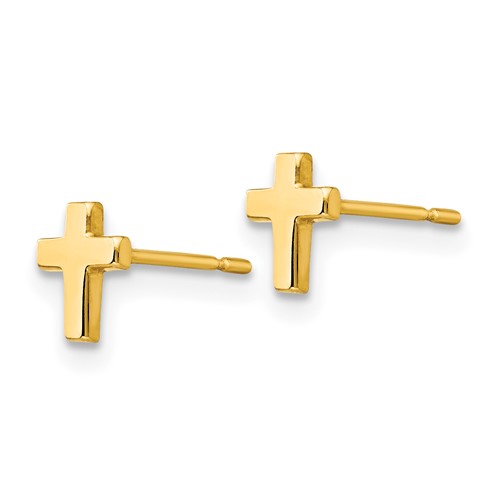 14kt Yellow Gold 1/4in Madi K Children's Latin Cross Post Earrings