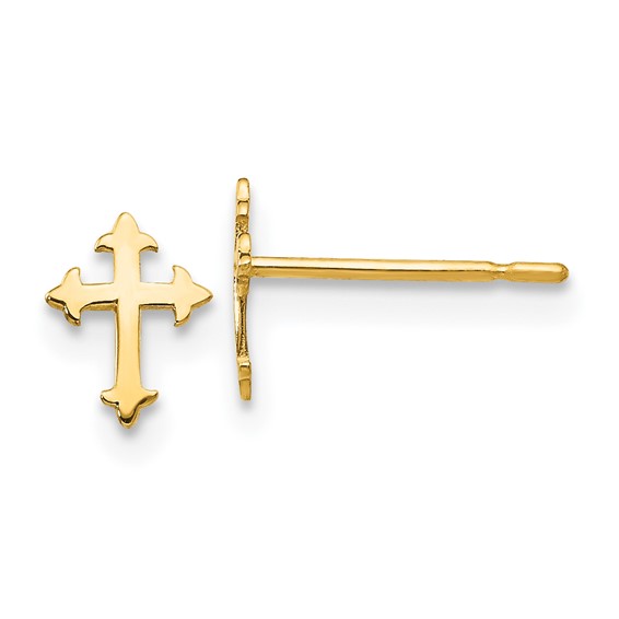 14kt Yellow Gold Madi K Children's Pointed Cross Post Earrings