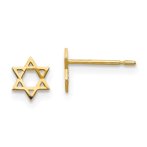 14kt Yellow Gold Madi K Children's Star of David Post Earrings