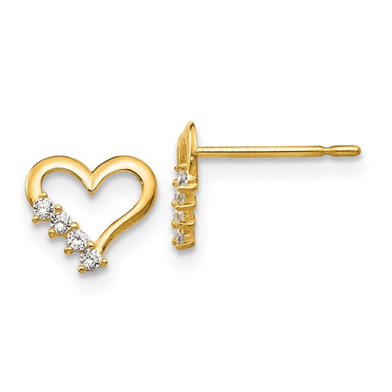 14kt Yellow Gold Madi K CZ Children's Heart Post Earrings
