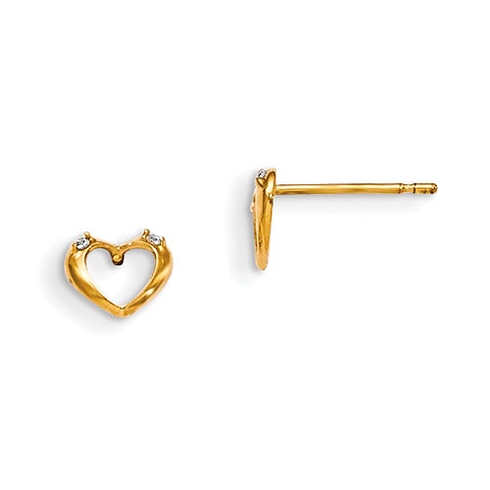 14kt Yellow Gold Madi K Children's Heart Post Earrings with Two CZs