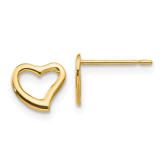14kt Yellow Gold Madi K Children's Heart Outline Post Earrings