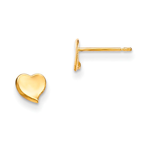 14kt Yellow Gold Madi K Children's Flat Heart Post Earrings
