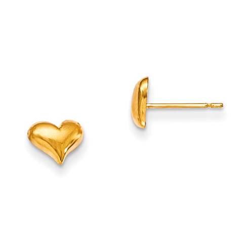 14kt Yellow Gold Madi K Children's Puffed Heart Post Earrings