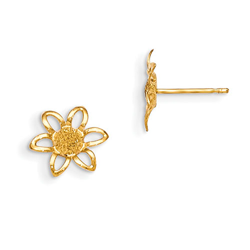 14kt Yellow Gold Madi K Flower Post Earrings for Children