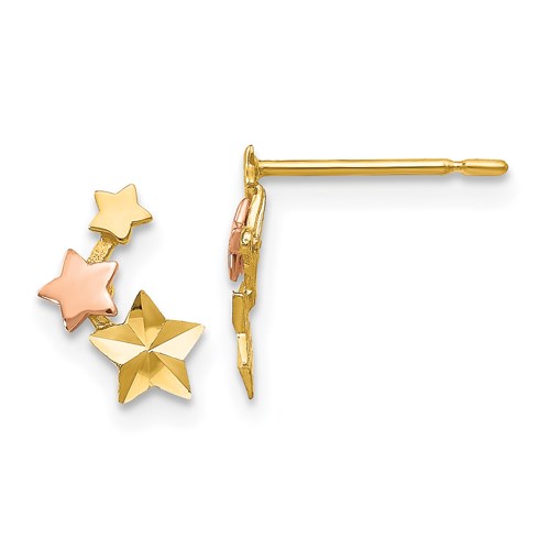14kt Yellow and Rose Gold Madi K Children's Star Trio Post Earrings