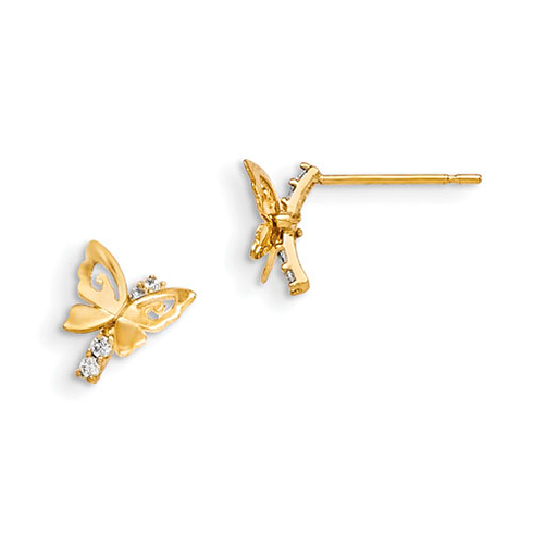 14kt Yellow Gold Madi K CZ Children's Butterfly Post Earrings