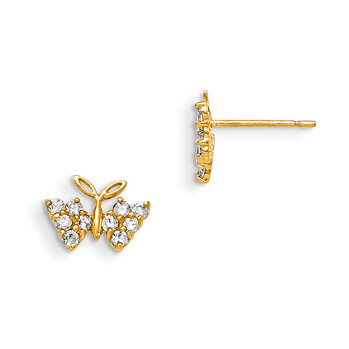 14kt Yellow Gold Madi K CZ Children's Butterfly Earrings