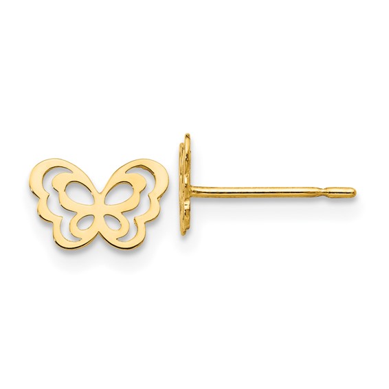 14kt Yellow Gold Madi K Children's Outline Butterfly Earrings