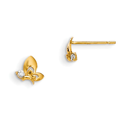 14k Yellow Gold Madi K Children's Butterfly Post Earrings with CZs