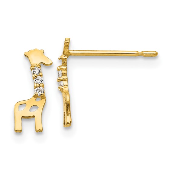 14kt Yellow Gold Madi K CZ Children's Giraffe Post Earrings