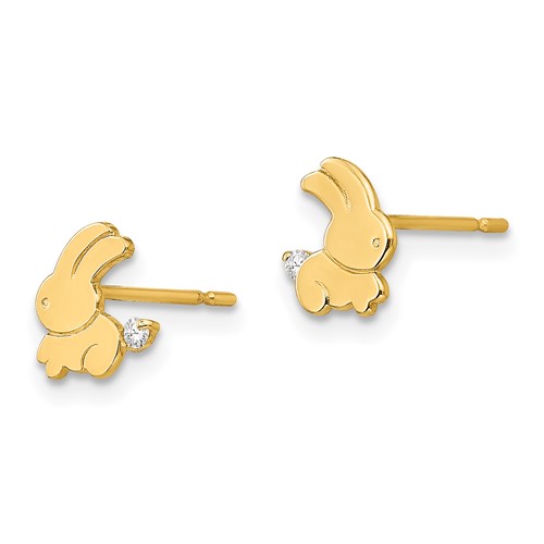 14kt Yellow Gold Madi K CZ Children's Bunny Post Earrings