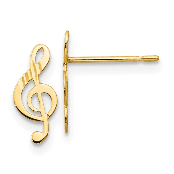 14k Yellow Gold Kids' Madi K Treble Clef Earrings