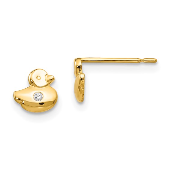 14kt Yellow Gold Madi K CZ Children's Duck Post Earrings