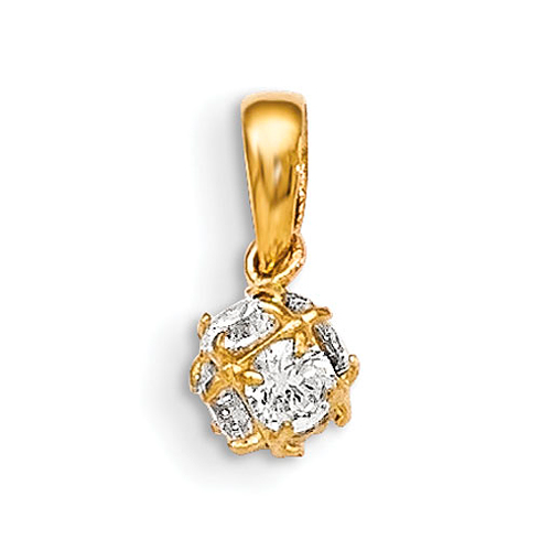 14kt Yellow Gold Madi K 5mm CZ Children's Ball Pendant