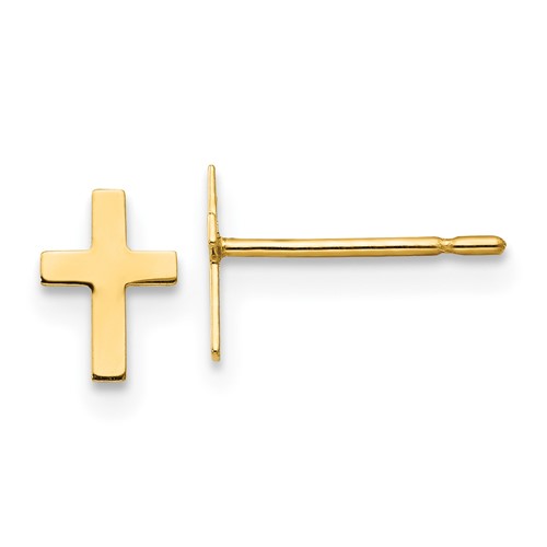 14kt Yellow Gold Madi K Children's Classic Cross Post Earrings