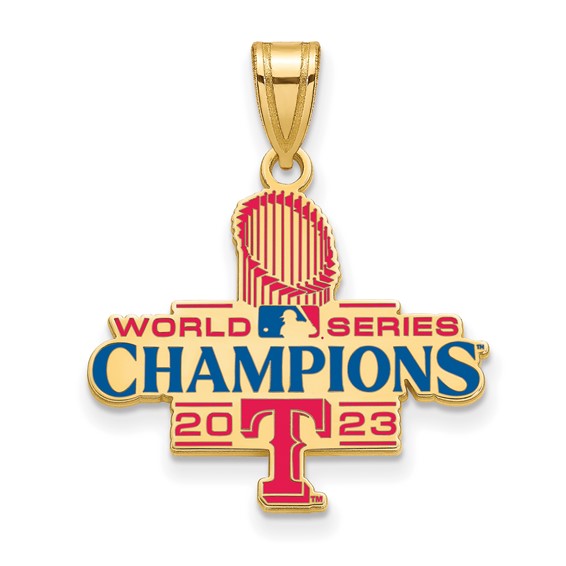 Gold-plated Sterling Silver Texas Rangers World Series 2023 Enamel Pendant