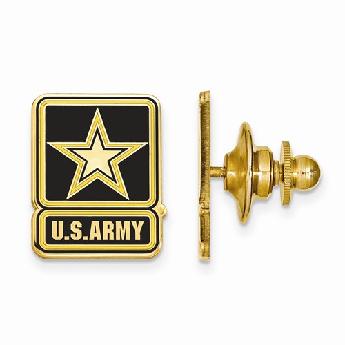 Gold-plated Sterling Silver United States Army Black Epoxy Lapel Pin