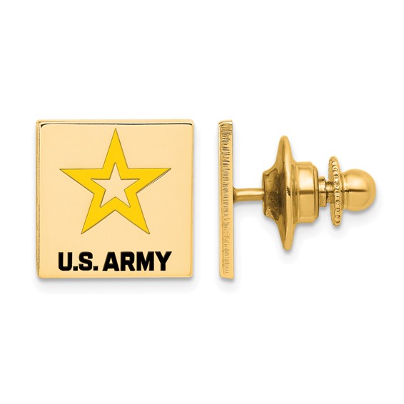 Gold-plated Sterling Silver United States Army Black Epoxy Lapel Pin