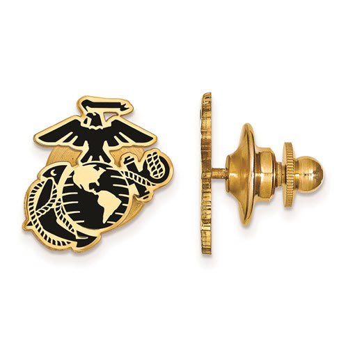 Gold-plated Sterling Silver USMC Eagle Globe and Anchor Lapel Pin