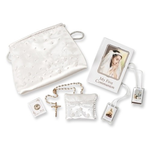 First Communion Girl Six Piece White Gift Set