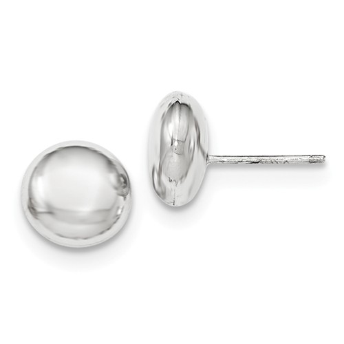 14kt White Gold 10.5mm Polished Button Post Earrings
